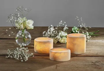 Marble bordsljus - Beige silk matt, Ø8x4 cm - Unison