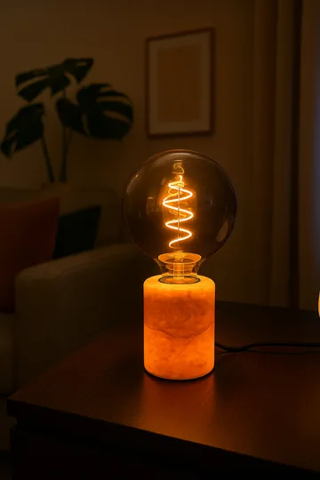 Marble lampfot - Beige silk matt, Ø8x10,5 cm - Unison