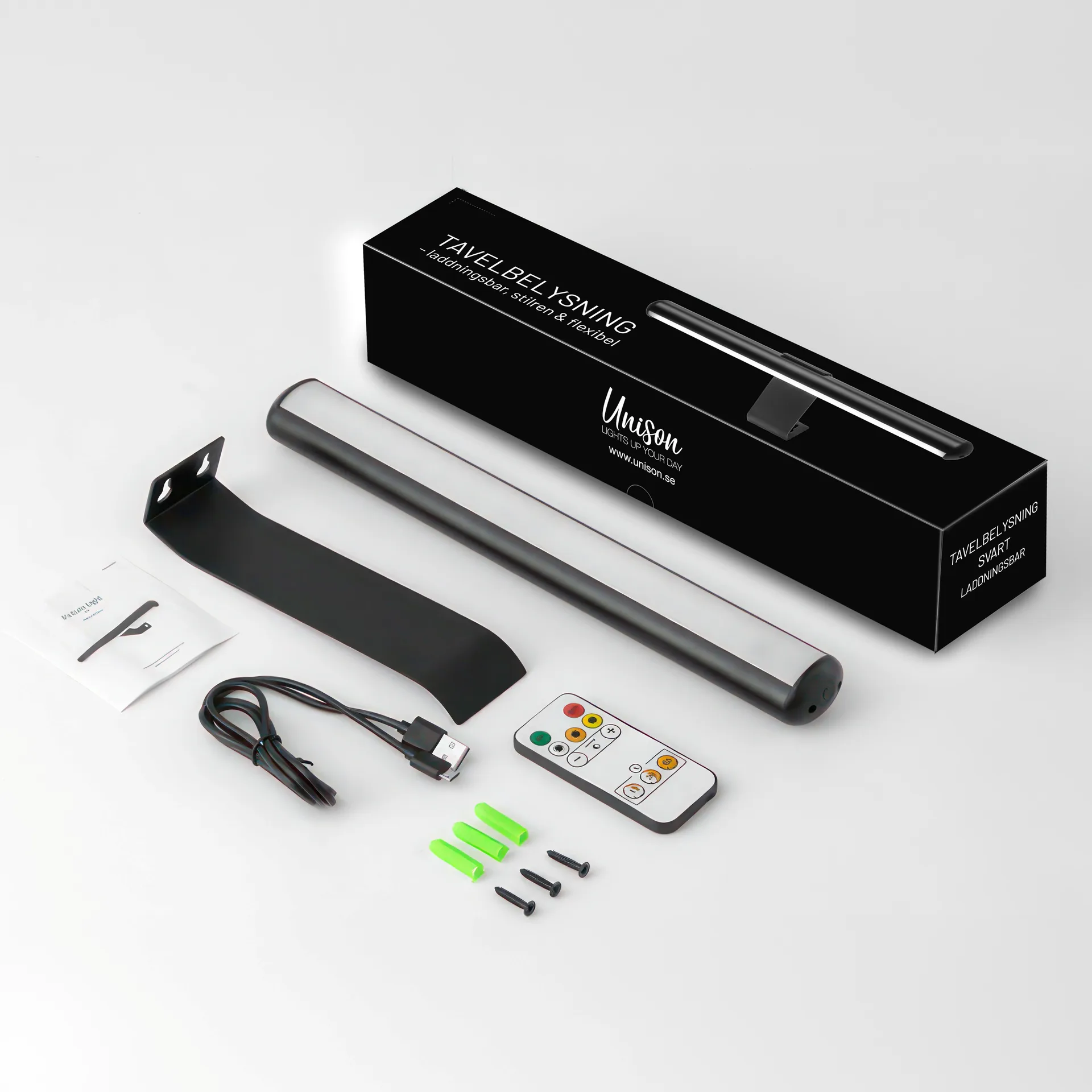 Tavelbelysning uppladdningsbar, Svart, Ø4x32 cm Unison