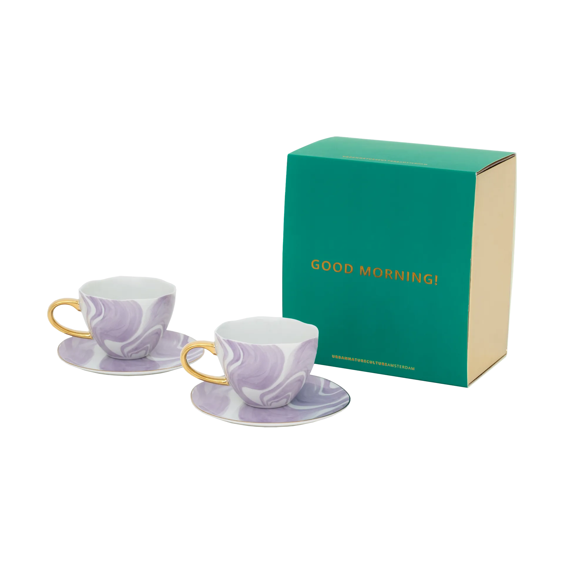 Good Morning gåvoset Cappuccino mugg & fat 2-pack, Valuri violet URBAN NATURE CULTURE