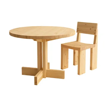 001 Dining Table matbord - Matt oljevaxad furu, Ø100x74 cm - Vaarnii