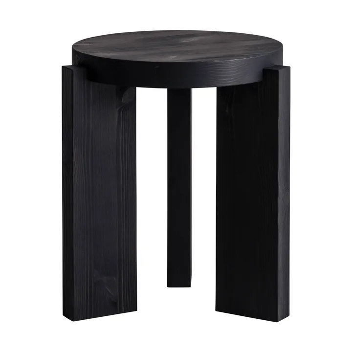 001 Stool rund pall - Svartbetsad furu, Ø40x44 cm - Vaarnii