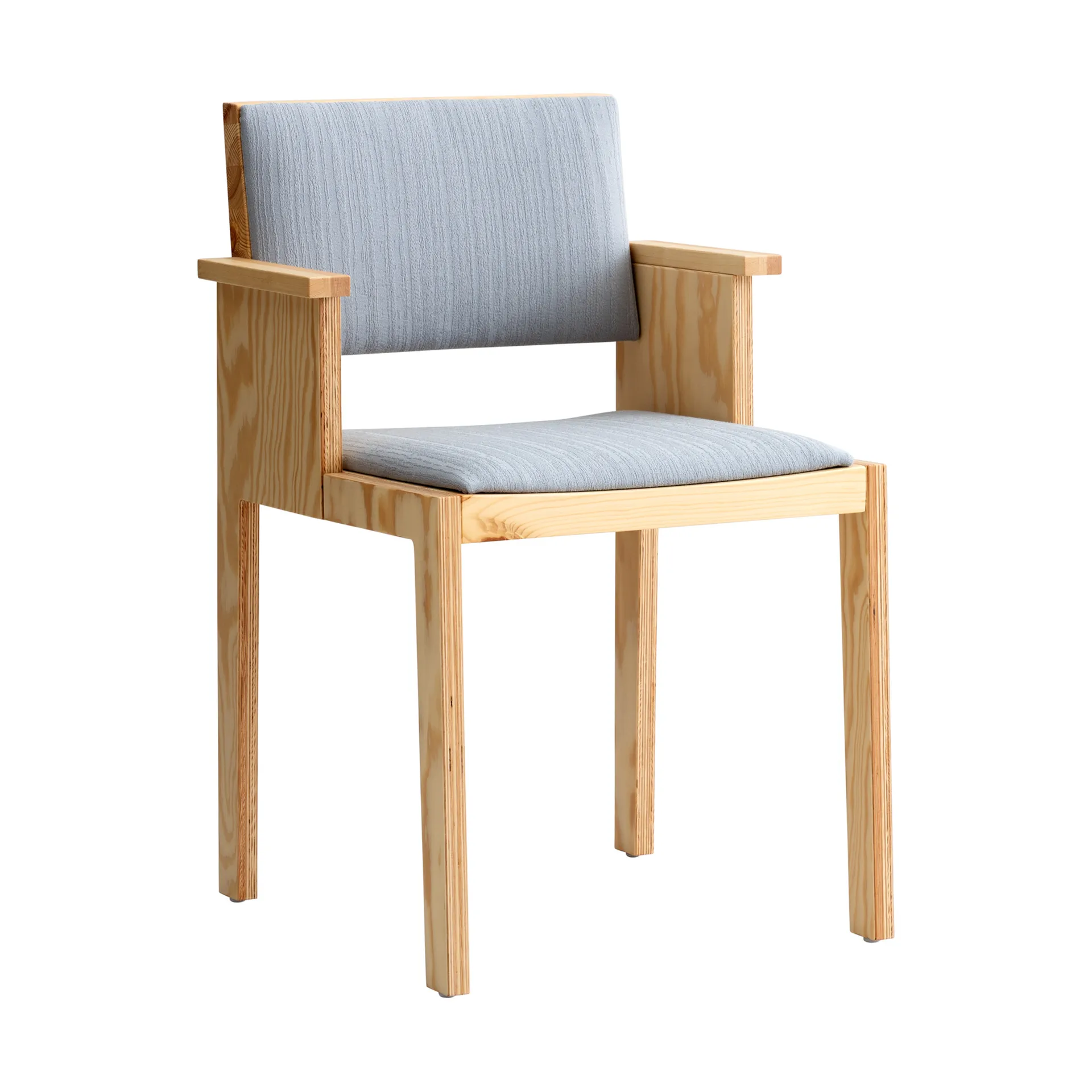 016 Maasto Dining Armchair karmstol, Matt oljevaxad furu, framsidesklädd grå Vaarnii