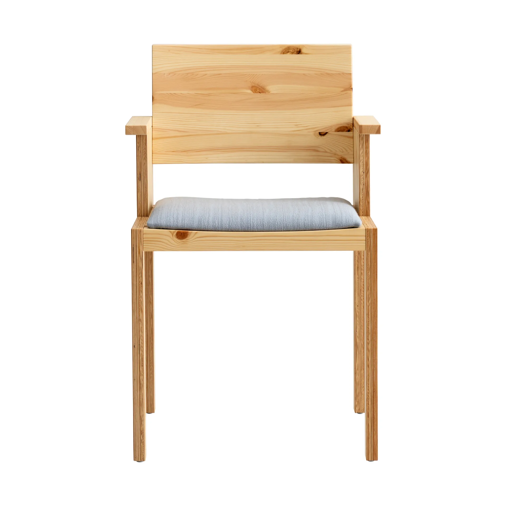 016 Maasto Dining Armchair karmstol, Matt oljevaxad furu, klädd sits grå Vaarnii