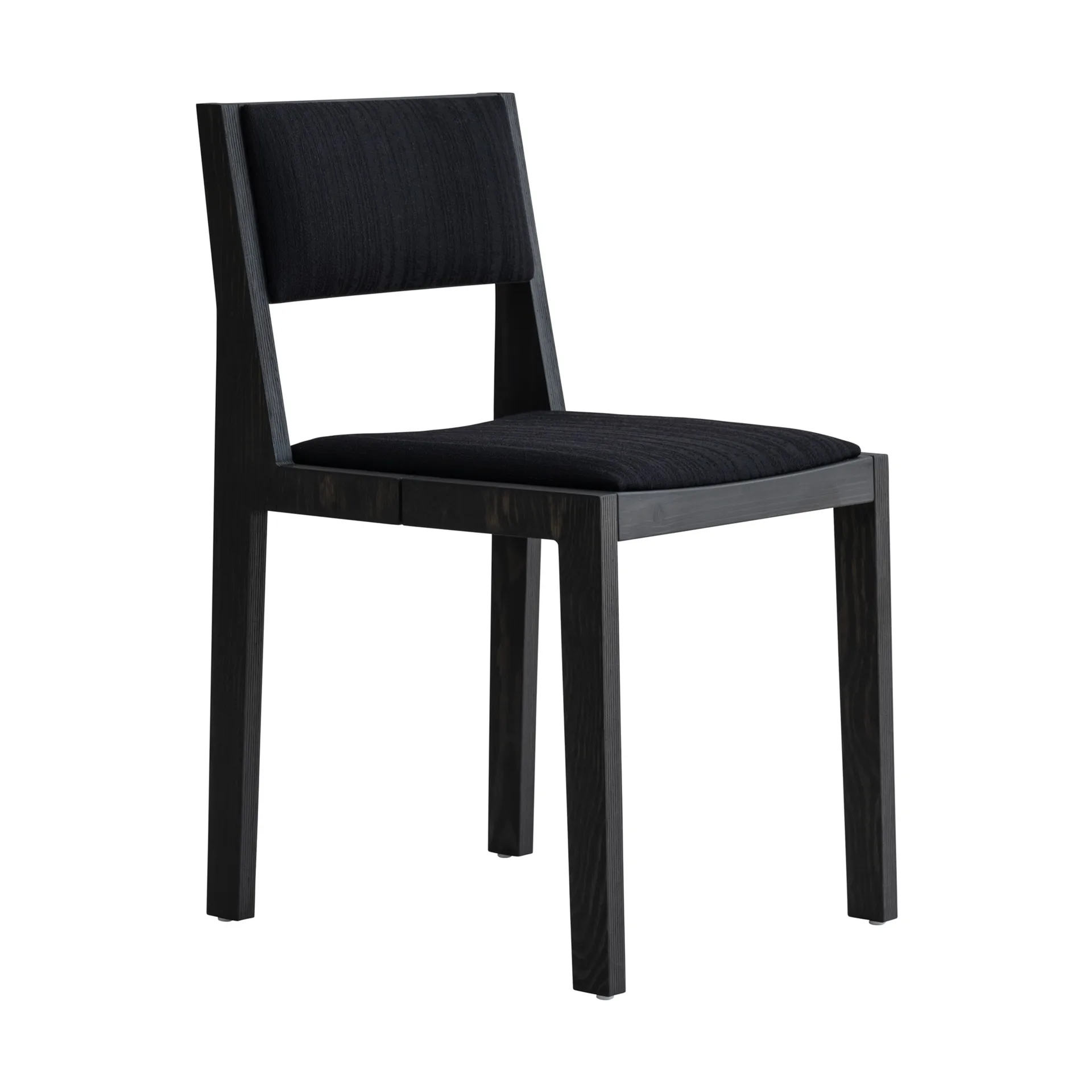016 Maasto Dining Chair stol, Svartbetsad furu, framsidesklädd svart Vaarnii