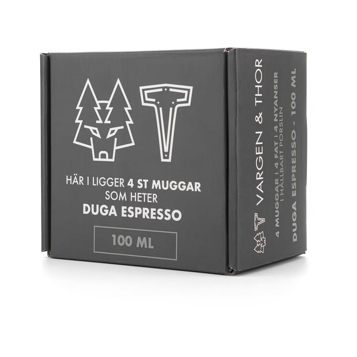 Duga espressokopp med fat 4-pack - Vit, sandgrå, antracit, svart - Vargen & Thor
