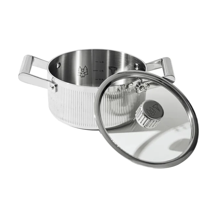 Glima gryta - Rostfritt stål, glaslock, 2 L - Vargen & Thor