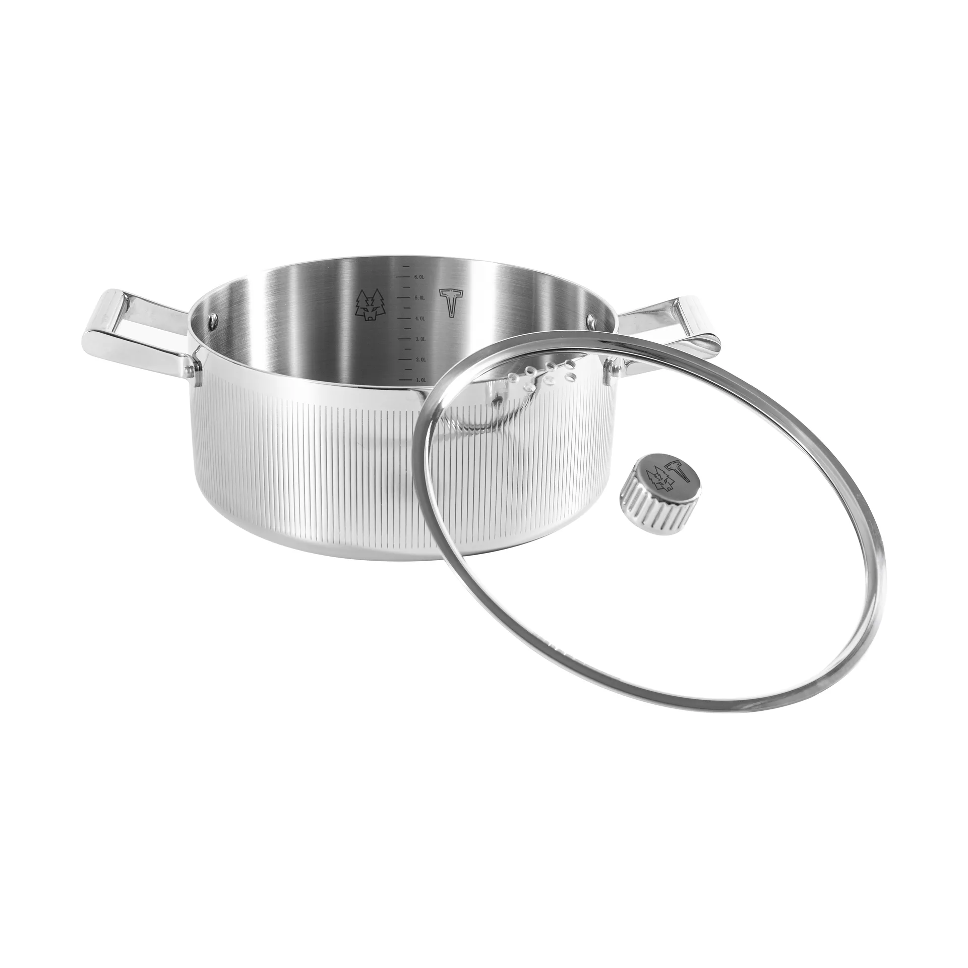 Glima gryta, Rostfritt stål, glaslock, 7 L Vargen & Thor