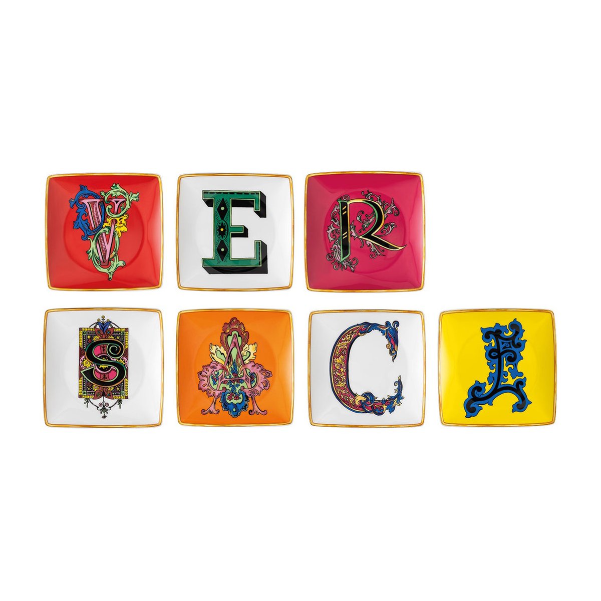Versace Holiday Alphabet fat 12 cm 7-pack Versace | Skandinavisk Design | Serveringsfat & Uppläggningsfat | Multi