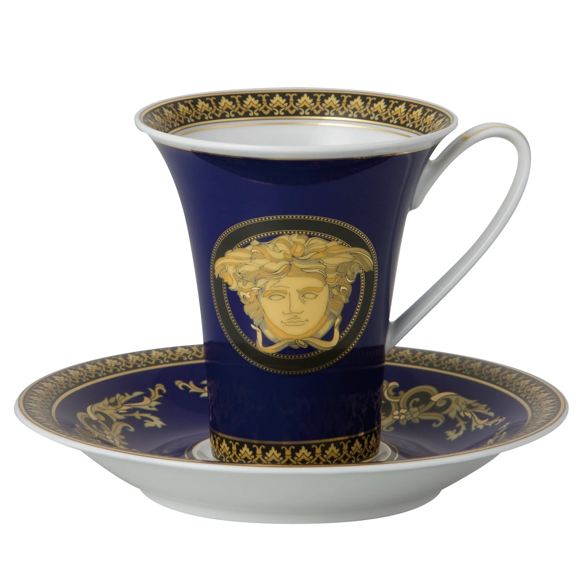 Versace Medusa Blue kopp med fat, set Versace