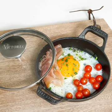 Mini rund gryta med glaslock gjutjärn enameled - Ø14 cm - Victoria