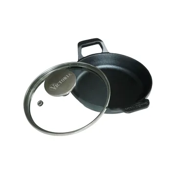Mini rund gryta med glaslock gjutjärn pre-seasoned - Ø14 cm - Victoria