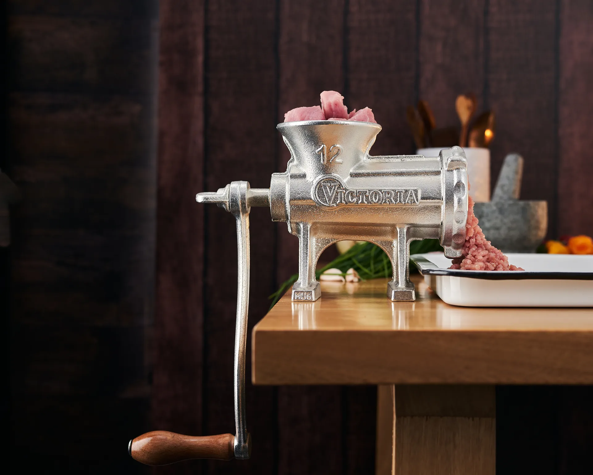 Nr 12 Manuell köttkvarn 15,5x21 cm, Silver Victoria