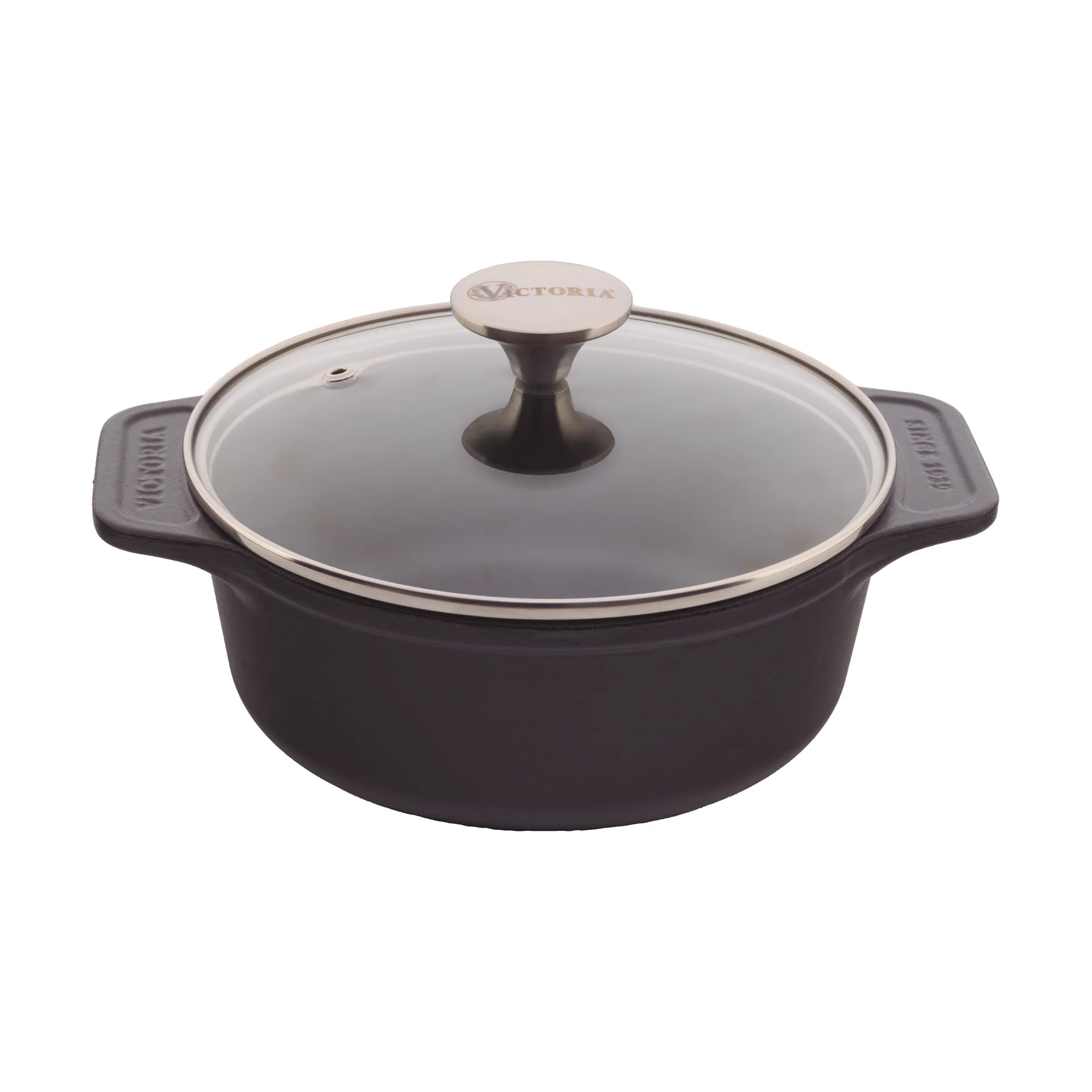 Victoria gryta gjutjärn glaslock enameled, 1,9 L Victoria