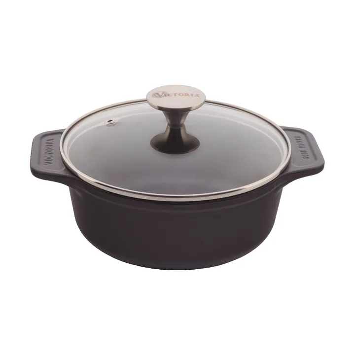 Victoria gryta gjutjärn glaslock enameled - 1,9 L - Victoria