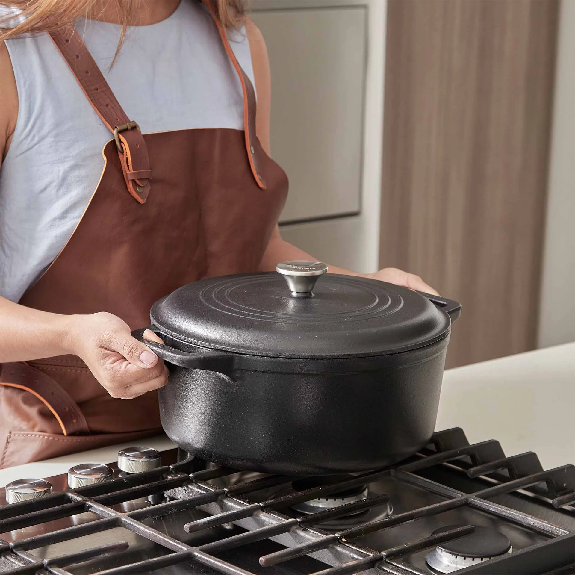 Victoria gryta gjutjärn pre-seasoned, 6,6 L Victoria