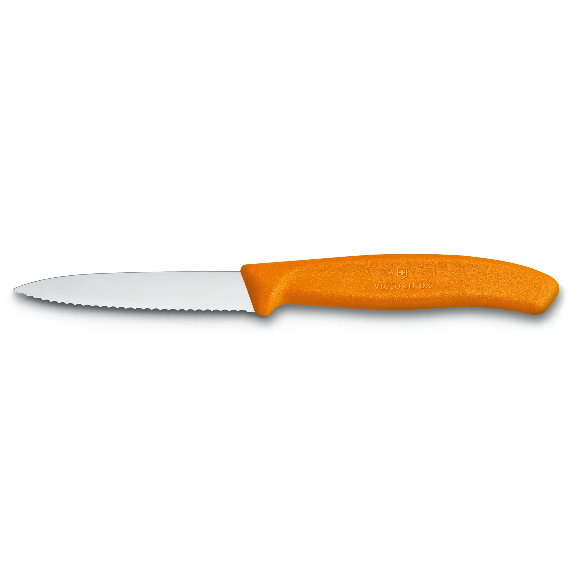 Swiss Classic grönsaks-/skalkniv tandad 8 cm, Orange Victorinox