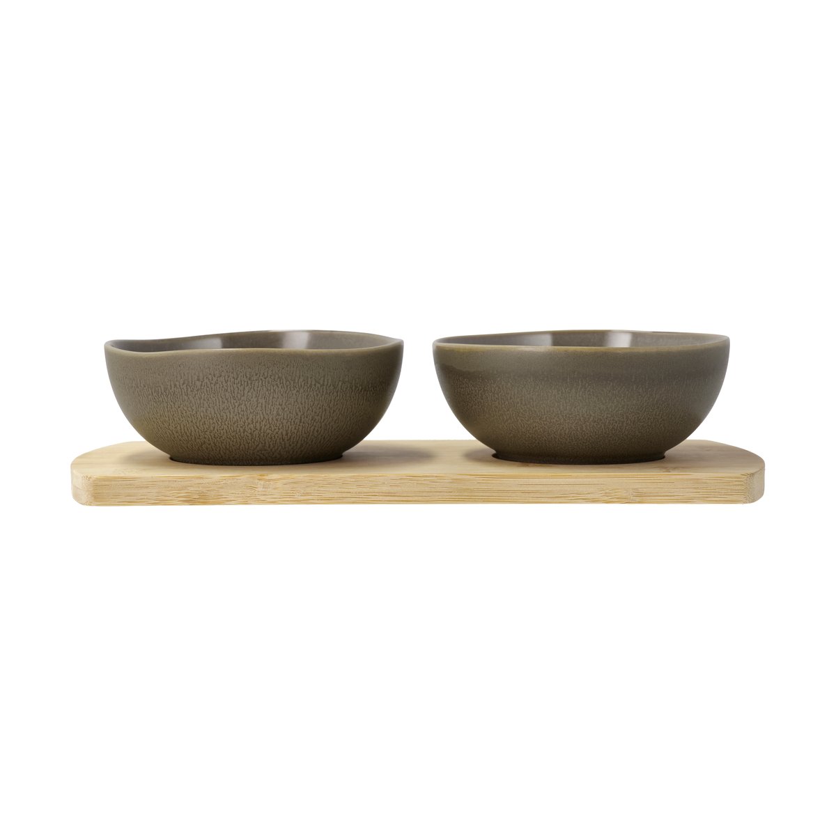 Villa Collection Shoku bambubricka med 2 skålar Warm Brown