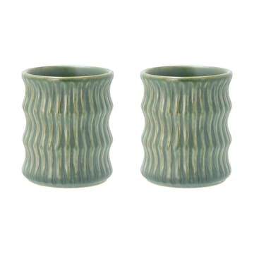 Styles mugg med räfflat mönster 30 cl 2-pack - Grön - Villa Collection