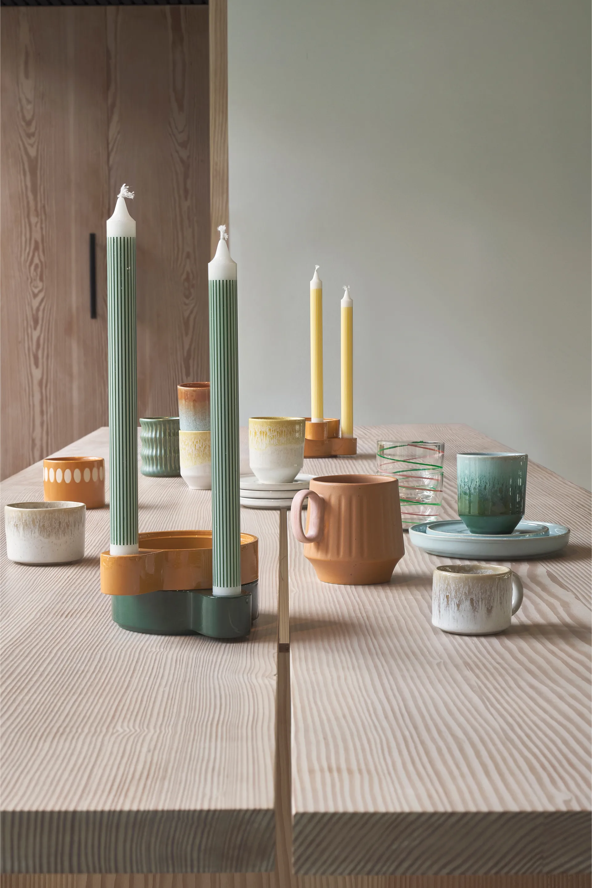 Styles mugg med räfflat mönster 30 cl 2-pack, Grön Villa Collection