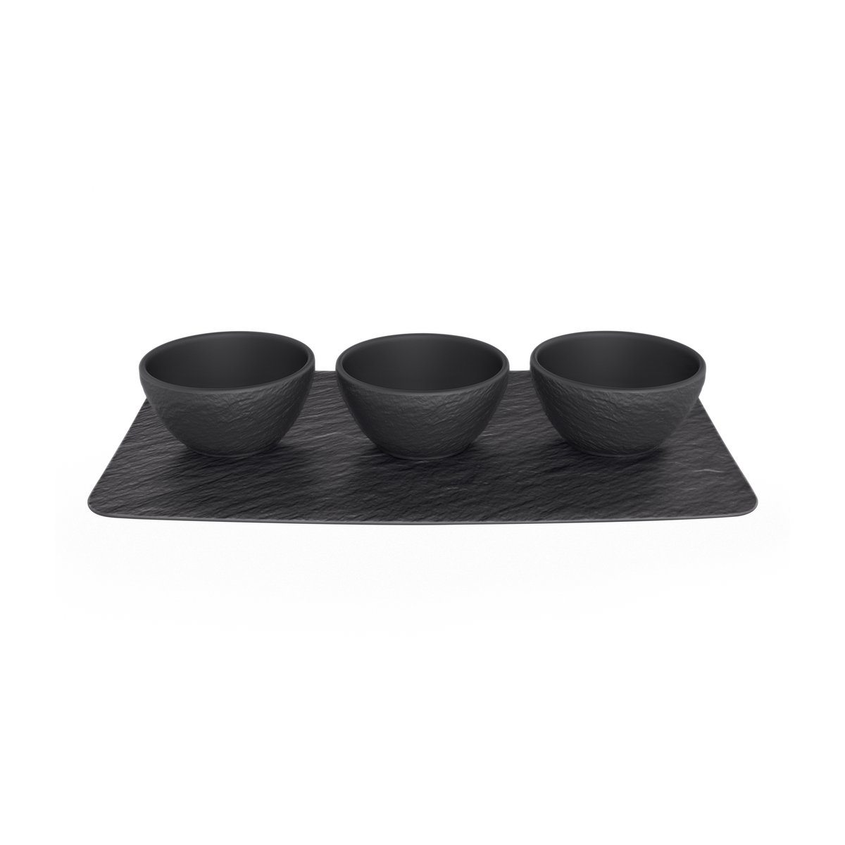 Villeroy & Boch Manufacture Rock dippskål 3 st med bricka Svart