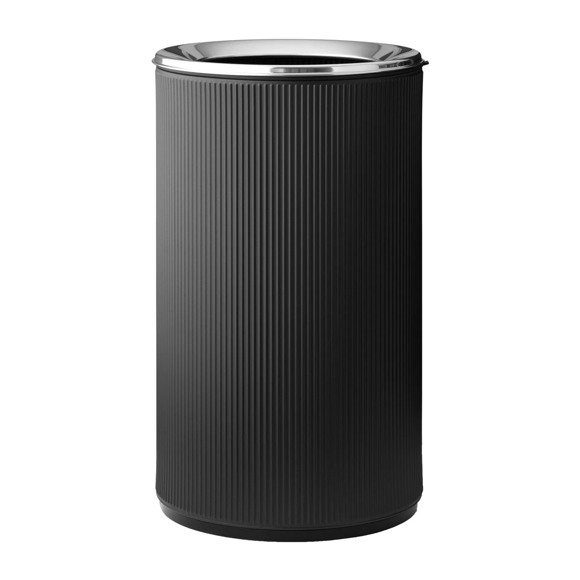 Vipp19 papperskorg med kant 60 l, Black-stainless steel Vipp
