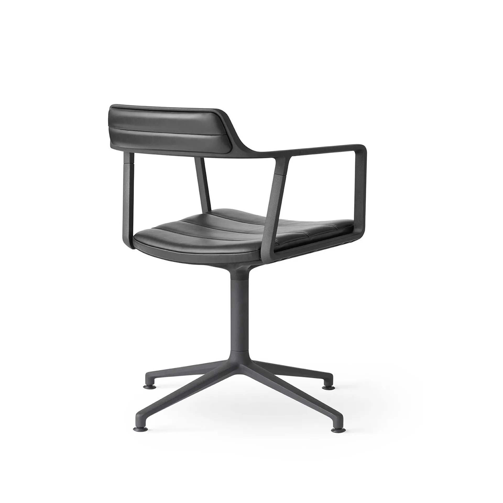 Vipp452 Swivel kontorsstol, Black aluminium-black leather Vipp