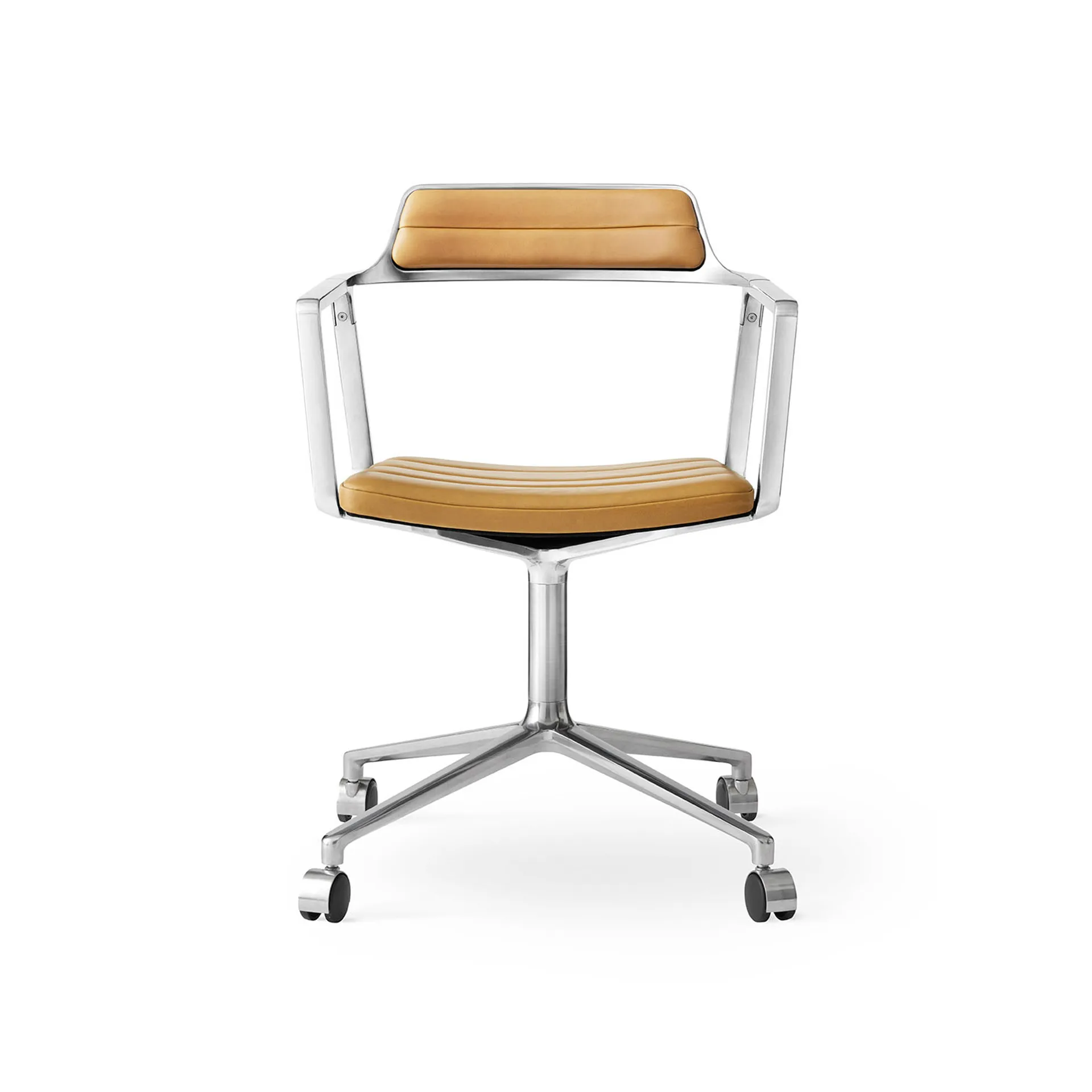 Vipp452 Swivel kontorsstol med hjul, Pol. aluminium-sand leather Vipp