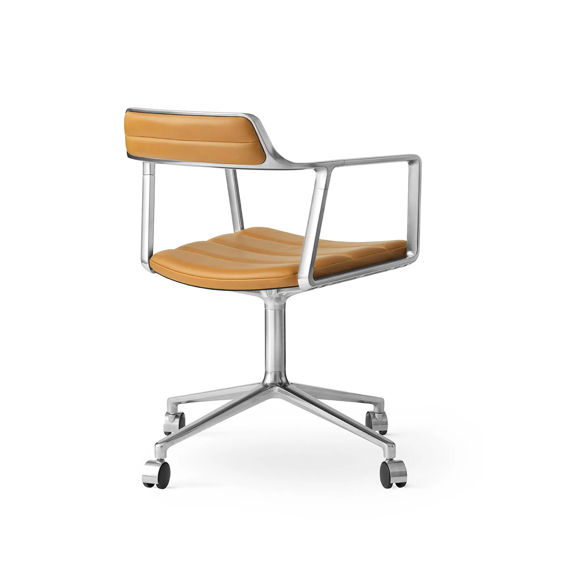Vipp452 Swivel kontorsstol med hjul, Pol. aluminium-sand leather Vipp