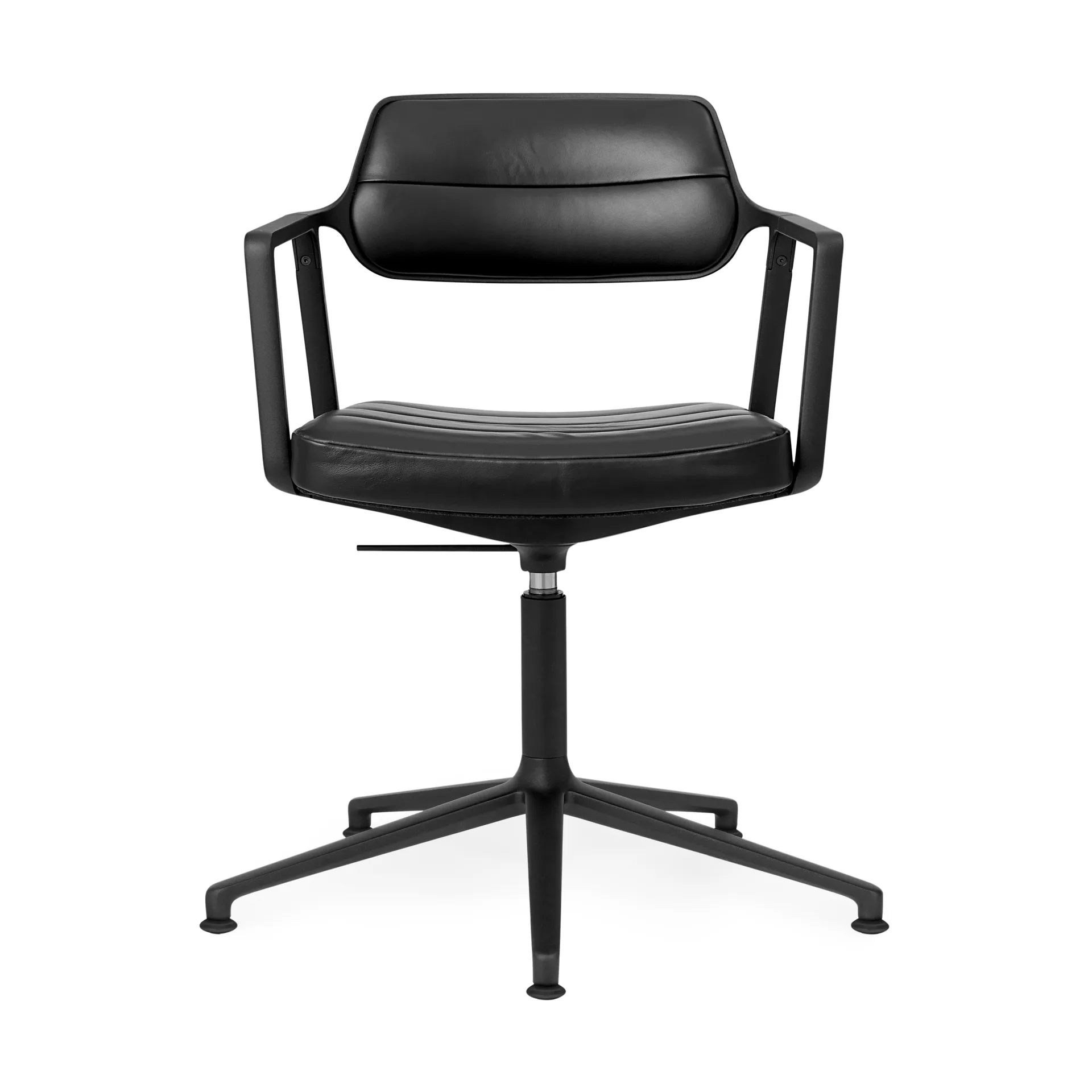Vipp453+ Swivel kontorsstol, Black aluminium-black leather Vipp