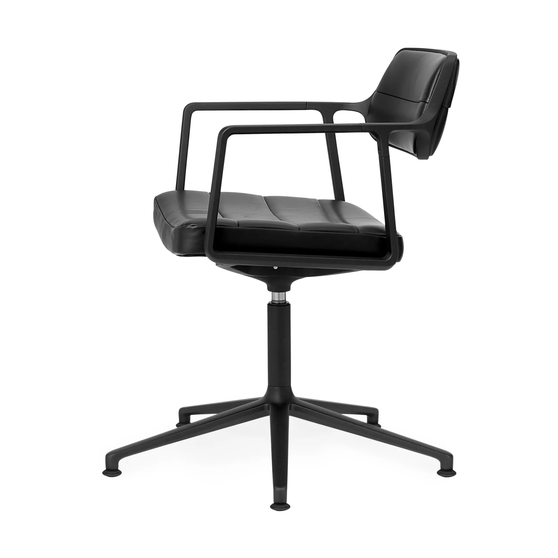 Vipp453+ Swivel kontorsstol, Black aluminium-black leather Vipp