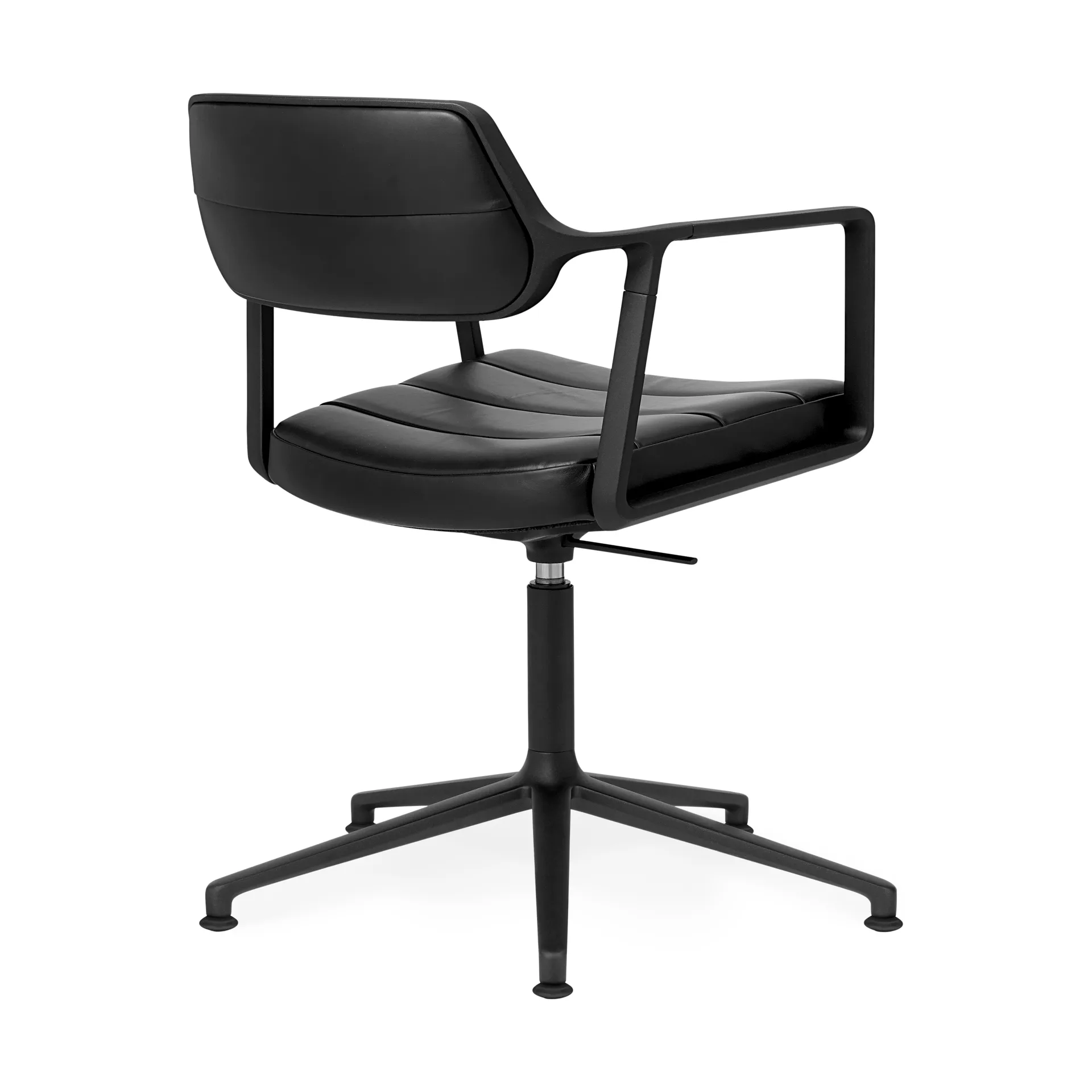 Vipp453+ Swivel kontorsstol, Black aluminium-black leather Vipp