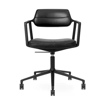 Vipp453+ Swivel kontorsstol med hjul - Black aluminium-black leather - Vipp