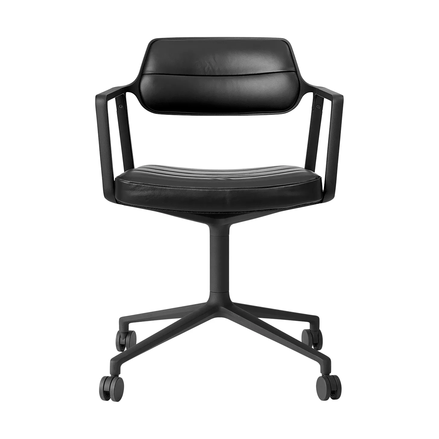 Vipp453 Swivel kontorsstol med hjul, Leather black-svart aluminium Vipp