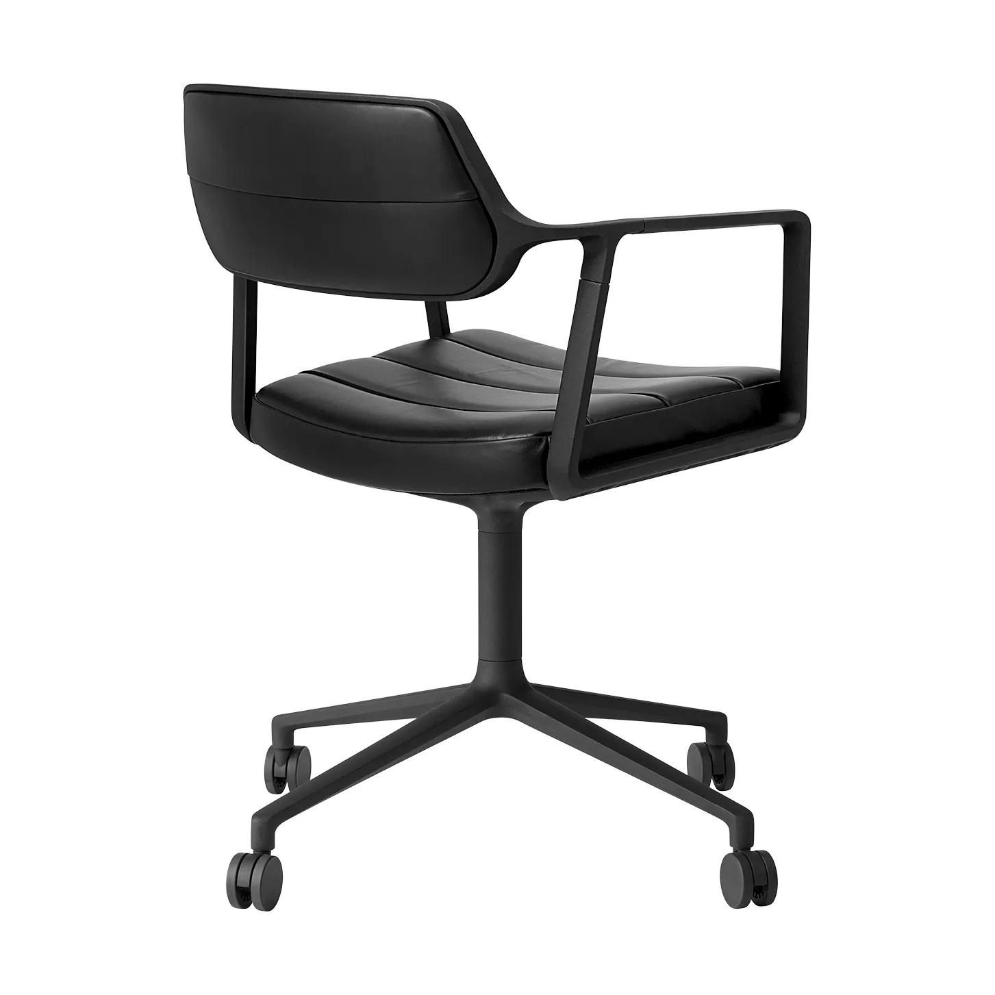 Vipp453 Swivel kontorsstol med hjul, Leather black-svart aluminium Vipp