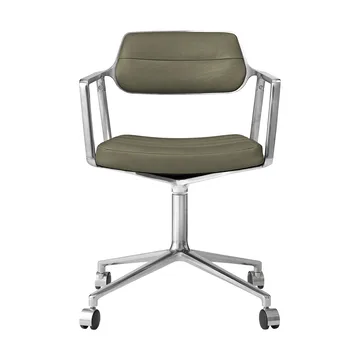 Vipp453 Swivel kontorsstol med hjul - Leather bosco green-pol. aluminium - Vipp