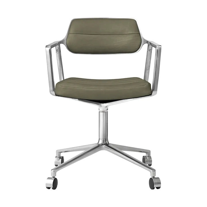 Vipp453 Swivel kontorsstol med hjul - Leather bosco green-pol. aluminium - Vipp