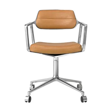 Vipp453 Swivel kontorsstol med hjul - Leather camel-pol. aluminium - Vipp