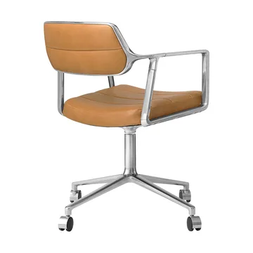 Vipp453 Swivel kontorsstol med hjul - Leather camel-pol. aluminium - Vipp