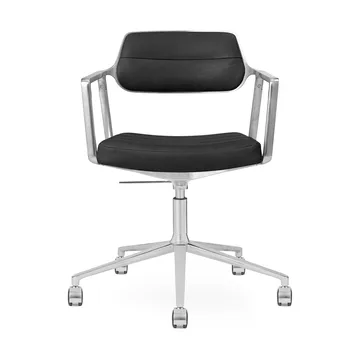 Vipp453+ Swivel kontorsstol med hjul - Pol. aluminium-black leather - Vipp