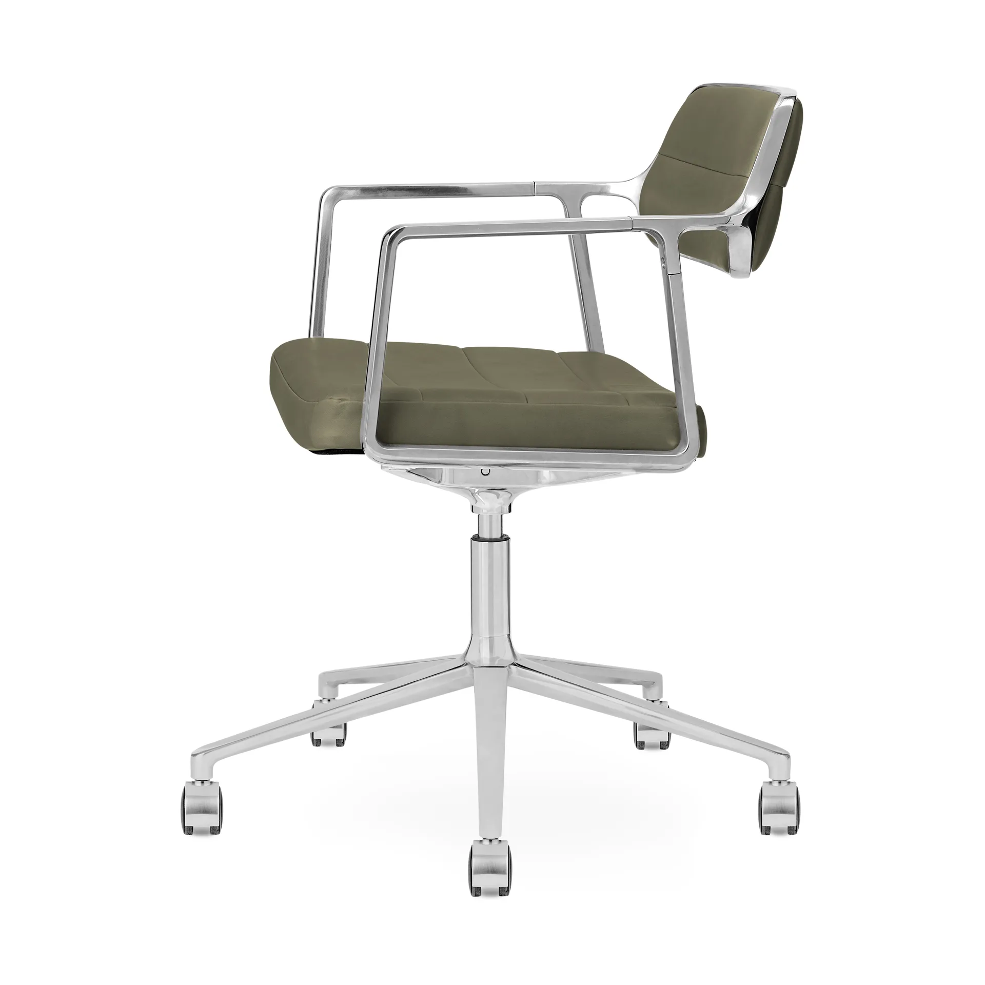 Vipp453+ Swivel kontorsstol med hjul, Pol. aluminium-bosco green Vipp