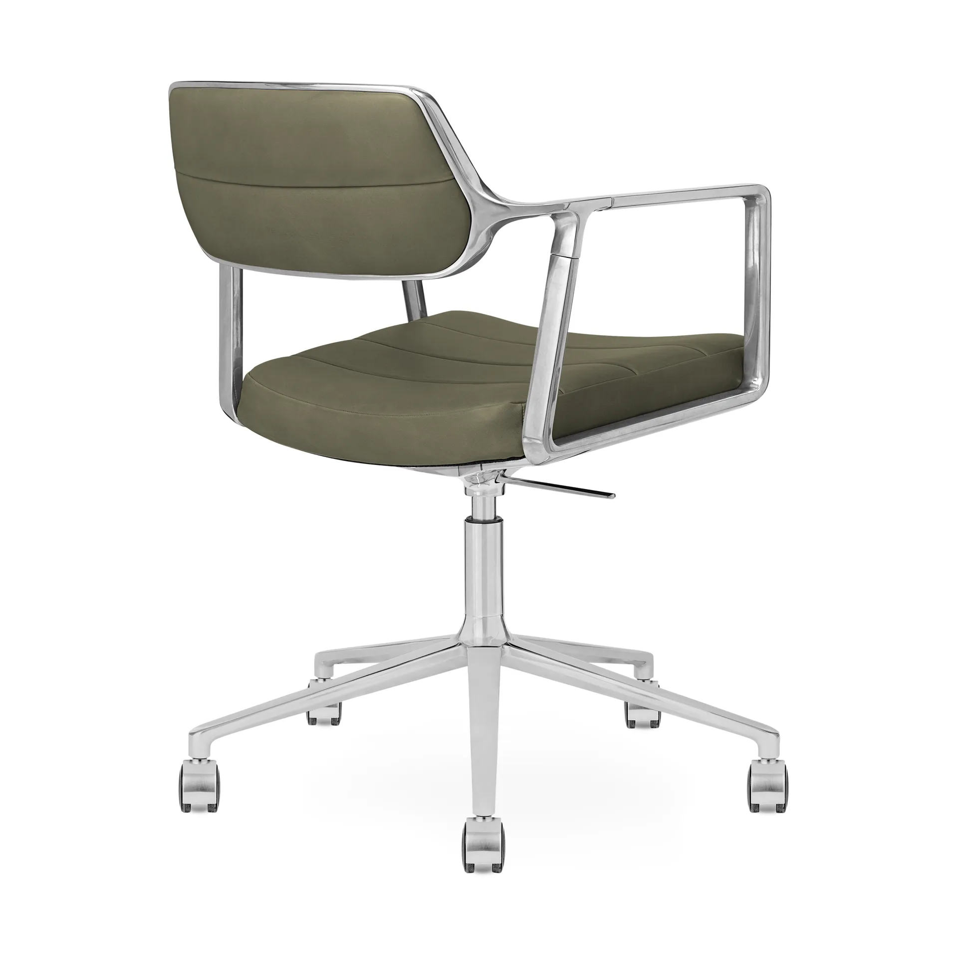 Vipp453+ Swivel kontorsstol med hjul, Pol. aluminium-bosco green Vipp