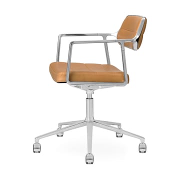 Vipp453+ Swivel kontorsstol med hjul - Pol. aluminium-camel leather - Vipp