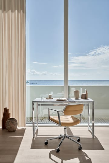 Vipp453+ Swivel kontorsstol med hjul - Pol. aluminium-camel leather - Vipp