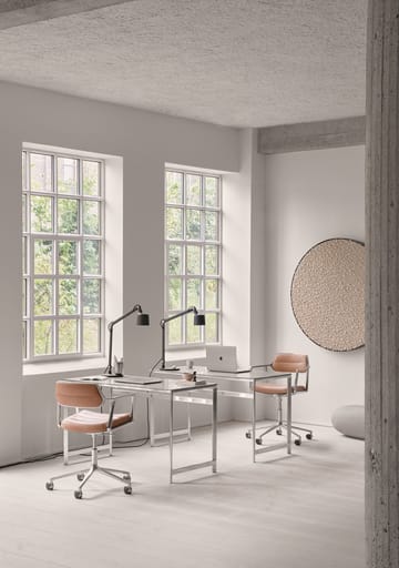 Vipp453+ Swivel kontorsstol med hjul - Pol. aluminium-camel leather - Vipp