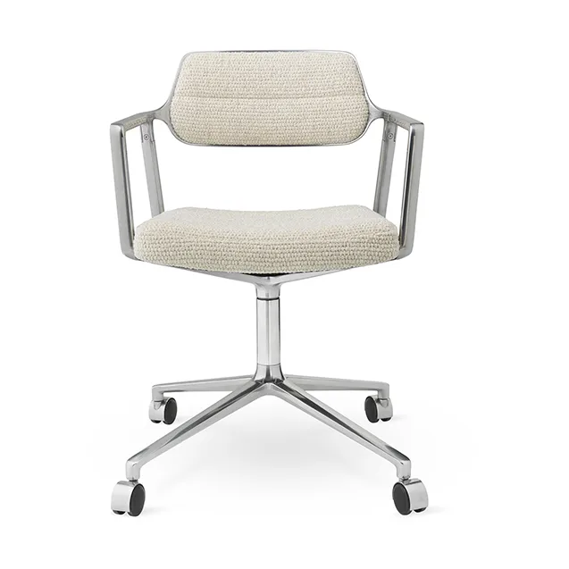 Vipp453 Swivel kontorsstol med hjul, Wavy off white-light grey-pol. aluminium Vipp