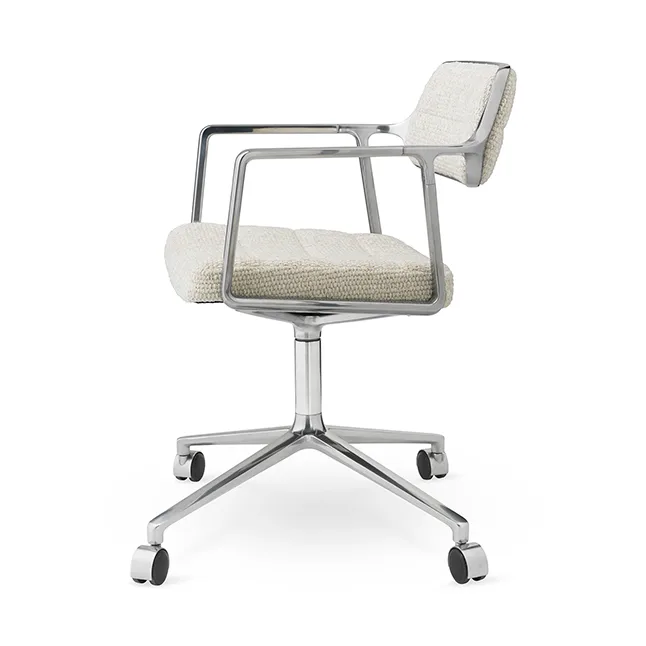 Vipp453 Swivel kontorsstol med hjul, Wavy off white-light grey-pol. aluminium Vipp