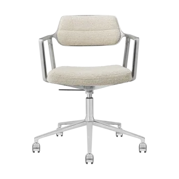 Vipp453+ Swivel kontorsstol med hjul - Wavy off white-light grey-pol. aluminium - Vipp
