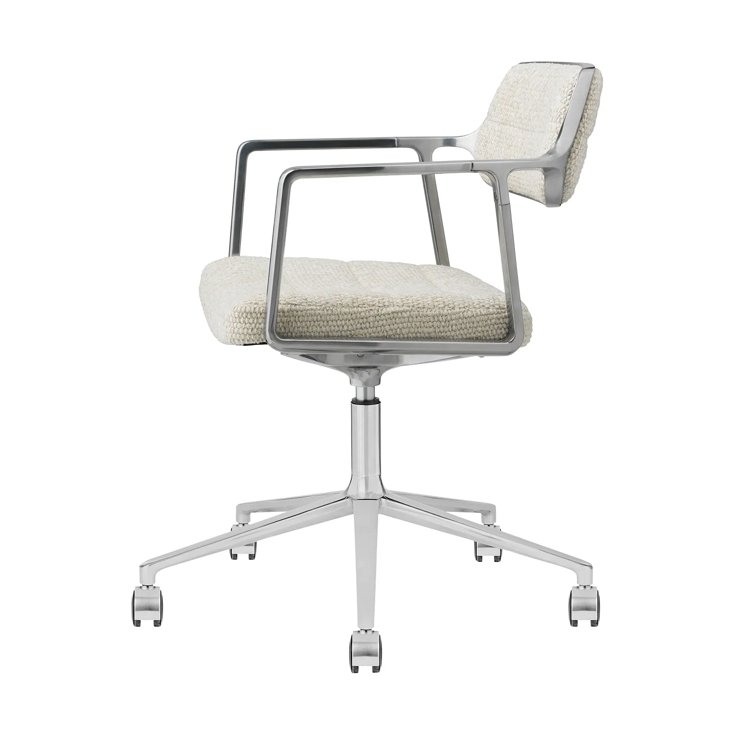 Vipp453+ Swivel kontorsstol med hjul, Wavy off white-light grey-pol. aluminium Vipp