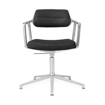 Vipp453+ Swivel kontorsstol - Pol. aluminium-black leather - Vipp